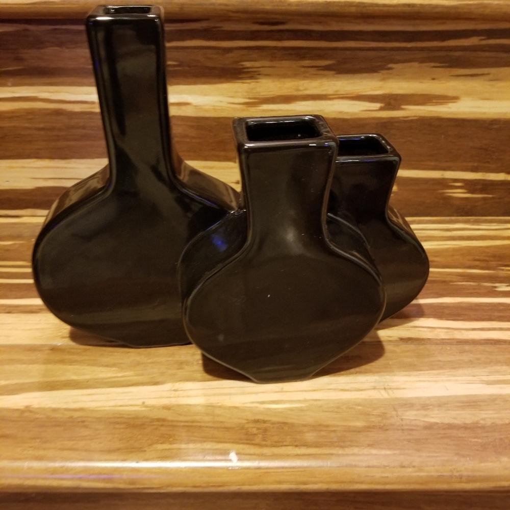 Hosley Triple Black Midcentury Modern Modern Vase
